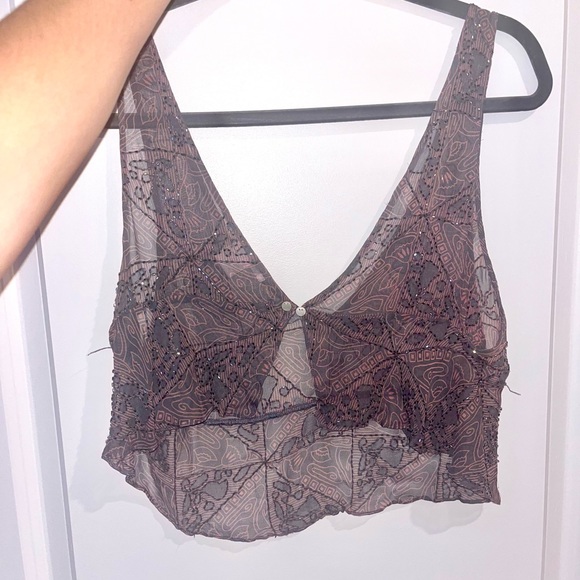 🧚🏼‍♀️VINTAGE Beaded Shear Swing Crop Top🧚🏼‍♀️ - Picture 4 of 8